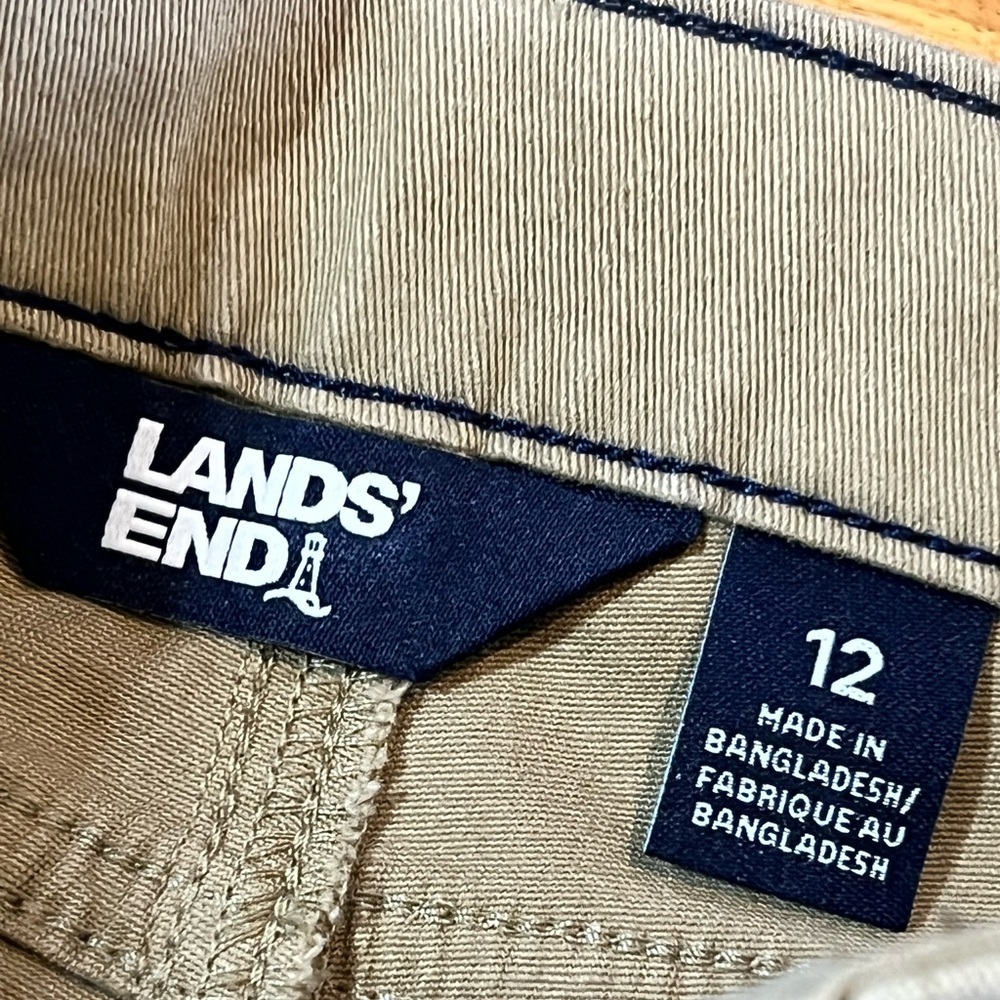 NWOT Boys Lands End 12 Iron Knees Khaki Tan Straight Leg Jeans Uniform Casual - Picture 5 of 9